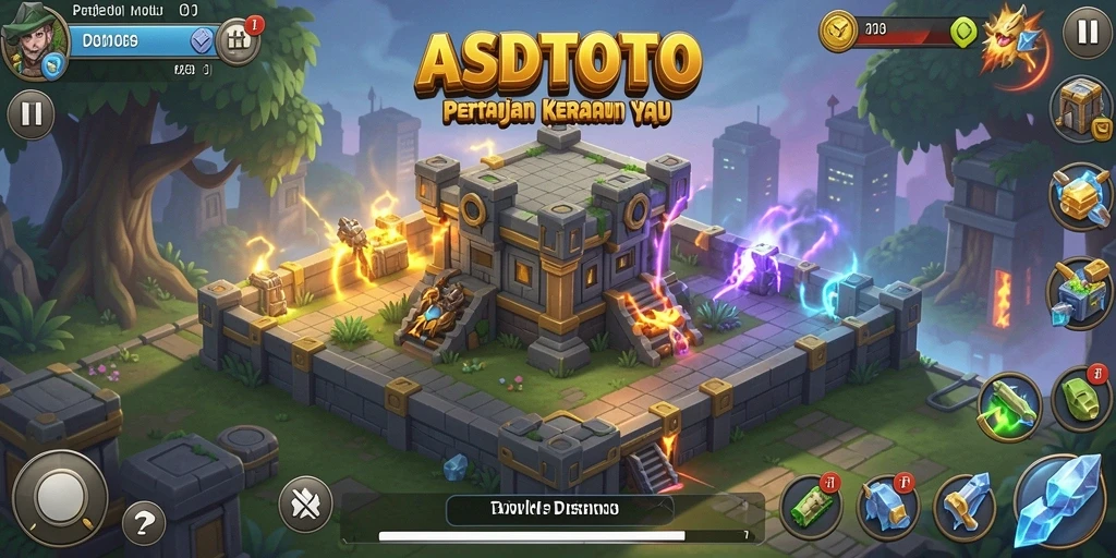 Tampilan gameplay ASDTOTO yang mendebarkan dalam pertempuran Tower Defense.
