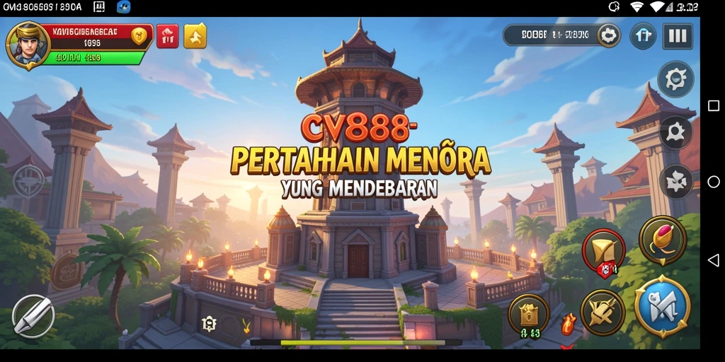 Screenshot gameplay CW8888 menampilkan pertahanan menara yang strategis.
