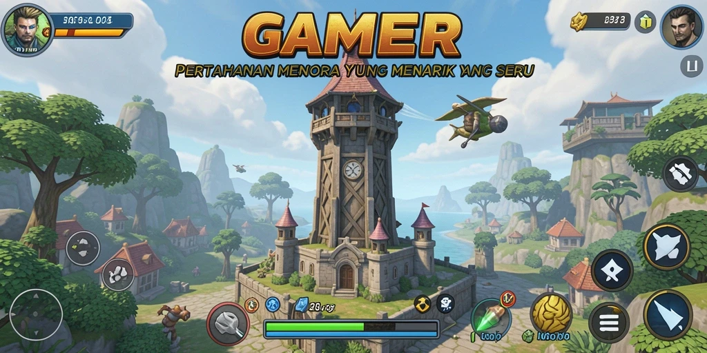 Tampilan gameplay GAMERP yang mendebarkan dalam Tower Defense.