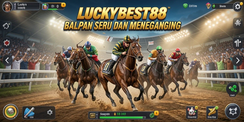 Screenshot gameplay LUCKYBEST88 menunjukkan balapan seru dan dinamis.