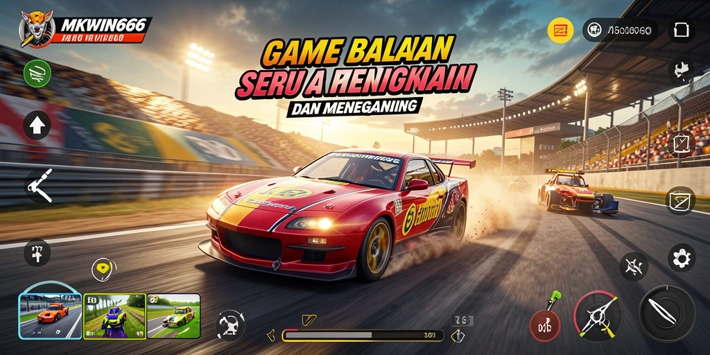 Screenshot gameplay MKWIN666 menunjukkan aksi balapan yang mendebarkan.