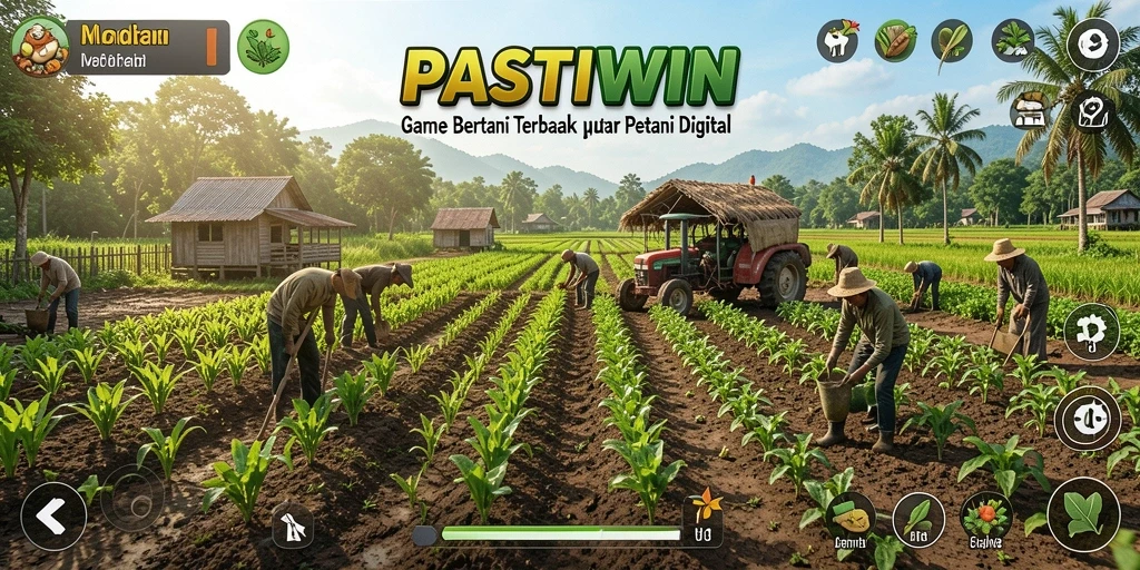 Tampilan gameplay PASTIWIN yang menakjubkan dengan kebun yang subur.