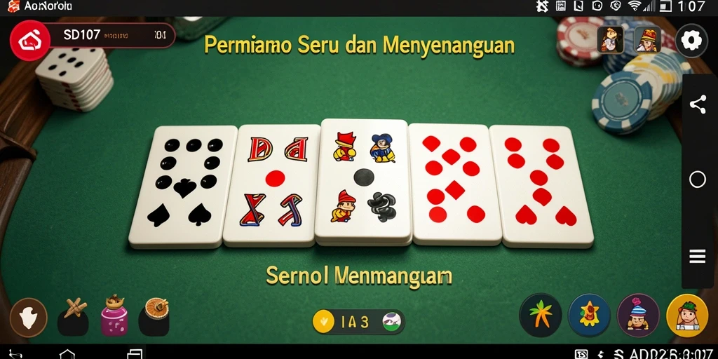 Screenshot gameplay SD107 menunjukkan keseruan bermain domino.