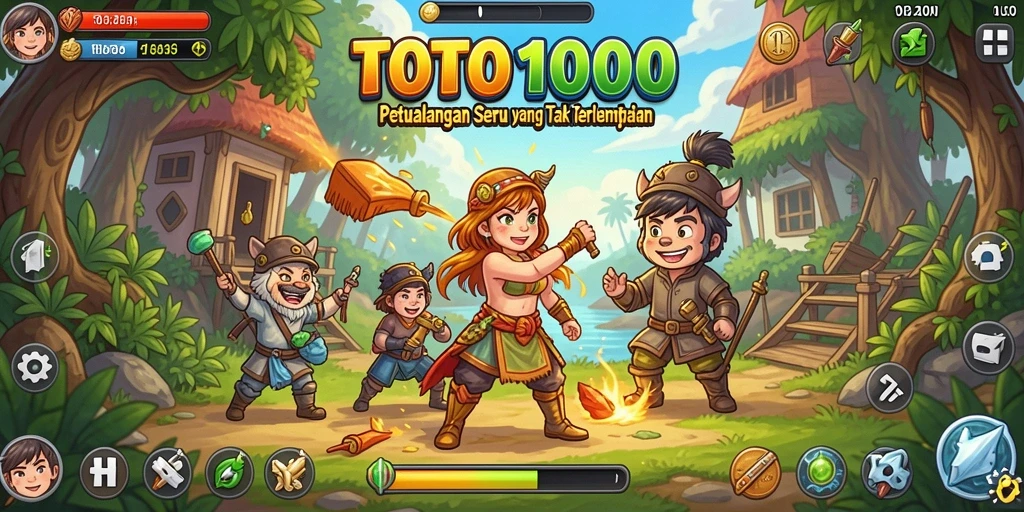Screenshot gameplay TOTO1000 yang menunjukkan petualangan seru di dunia yang menakjubkan.